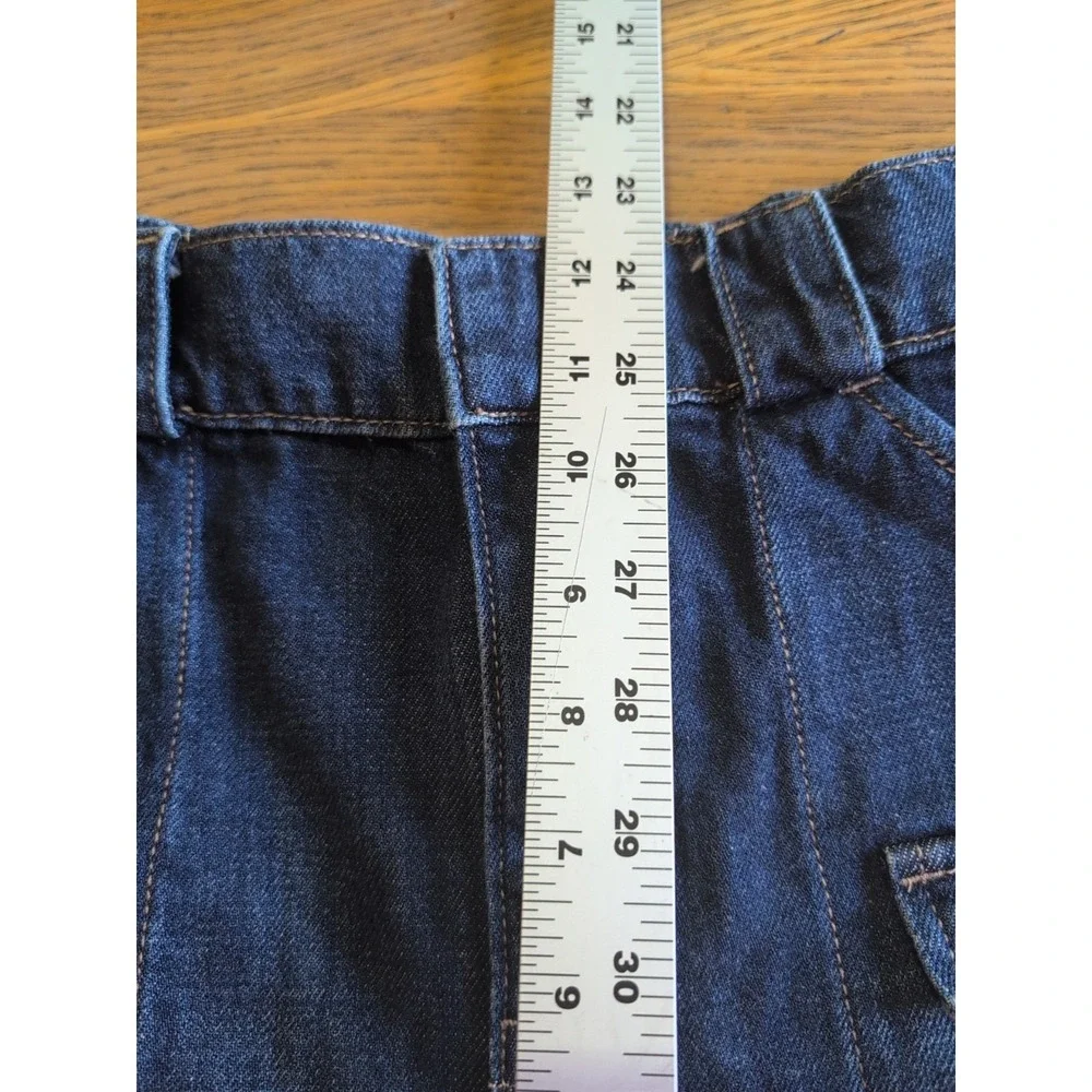 Sz 7 Hollister Womens Ultra High Rise Mom‎ Shorts  Blue Denim Cuffed Elastic EUC
